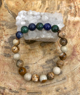 Malachite Chrysocolla & Picture Jasper Stretch Bracelet! Natural Gems!