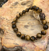 Tiger Eye & Buddha Gemstone Bracelet! Natural Gemstones!