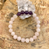 Rose Quartz & Amethyst Stretch Bracelet! Natural Crystals!