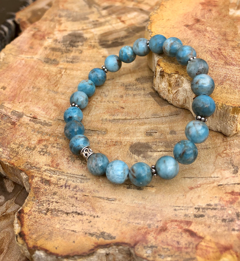 Blue Apatite Stretch Bracelet! Natural Gemstone Bracelet!